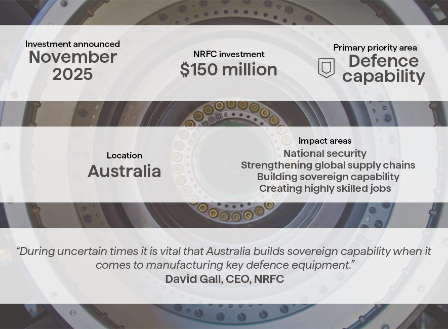 A graphic of the details of the NRFC's investment in ASDAM.