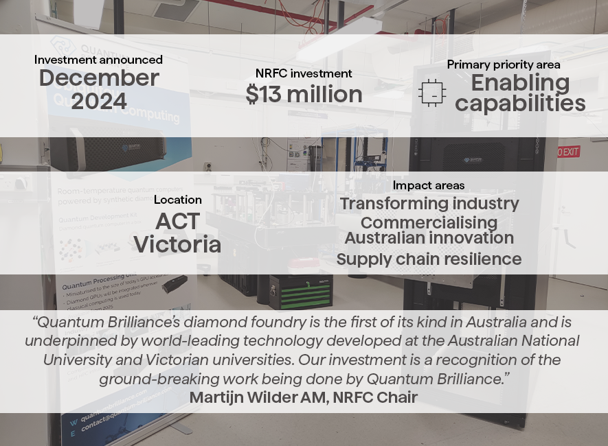 A graphic of the details of the NRFC's investment in Quantum Brilliance.