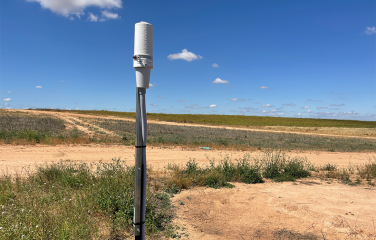 A photo of a Myriota sensor in the field.