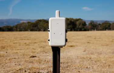 A photo of a Myriota sensor in the field.